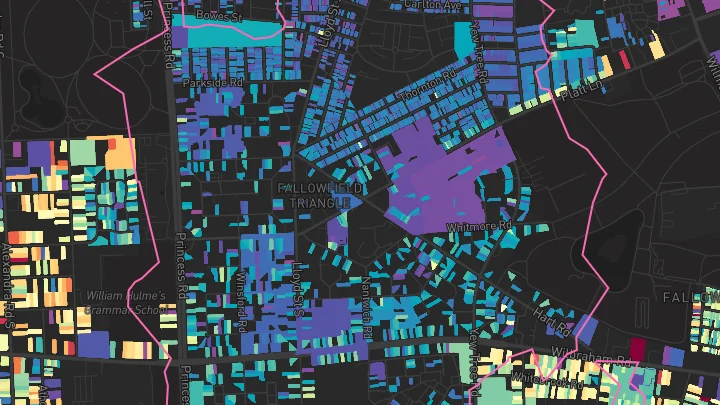 House price heatmap showing property values across Manchester