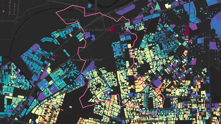 House price heatmap showing property values across Old Trafford