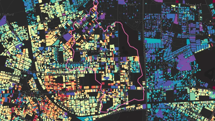 House price heatmap showing property values across Manchester