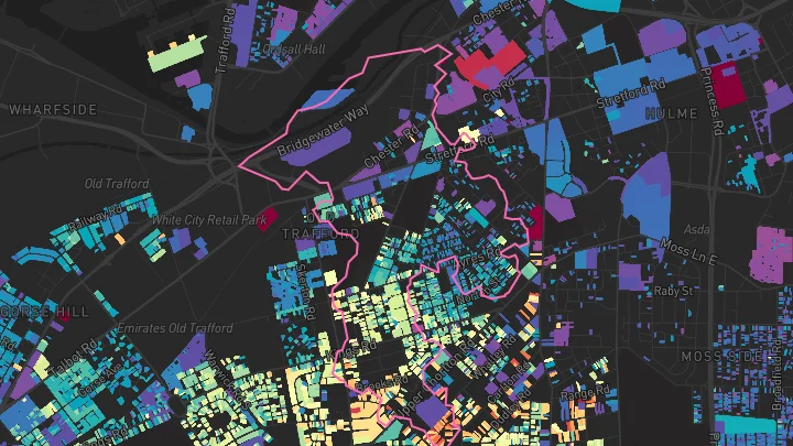 House price heatmap showing property values across Manchester