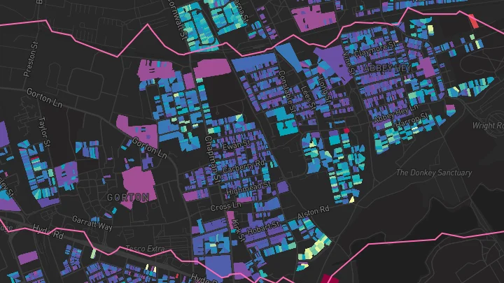 House price heatmap showing property values across Manchester
