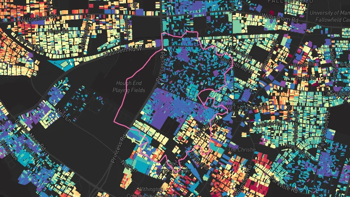 House price heatmap showing property values across Manchester