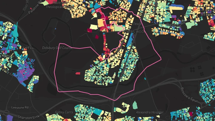 House price heatmap showing property values across Manchester
