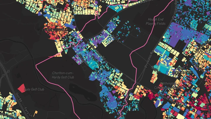 House price heatmap showing property values across Manchester