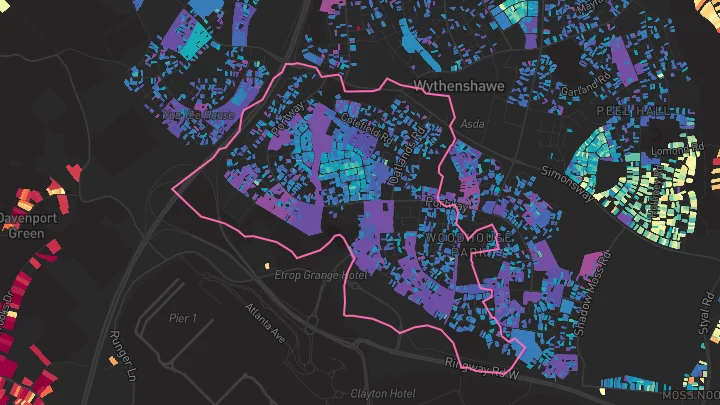 House price heatmap showing property values across Wythenshawe