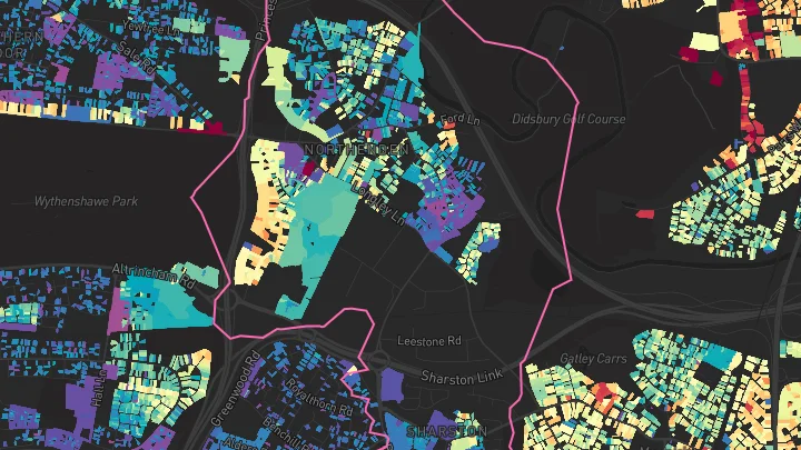House price heatmap showing property values across Manchester