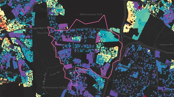 House price heatmap showing property values across Manchester