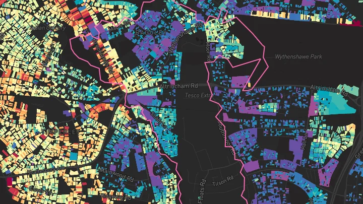 House price heatmap showing property values across Manchester