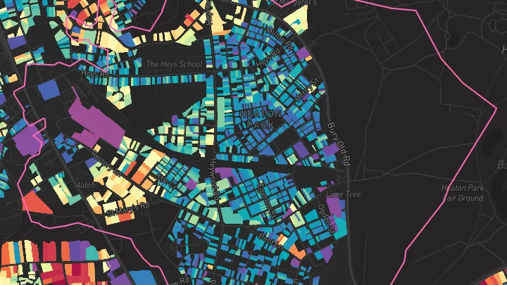 House price heatmap showing property values across Prestwich