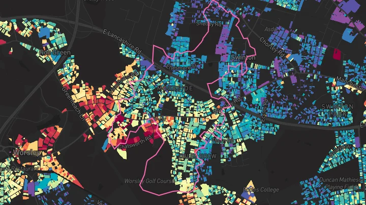House price heatmap showing property values across Swinton