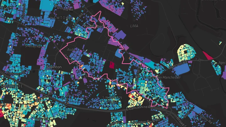 House price heatmap showing property values across Swinton