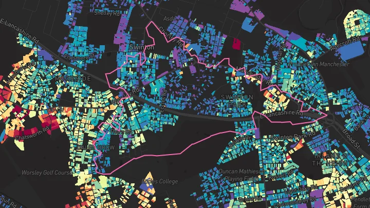 House price heatmap showing property values across Swinton