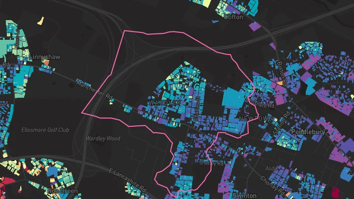 House price heatmap showing property values across Swinton