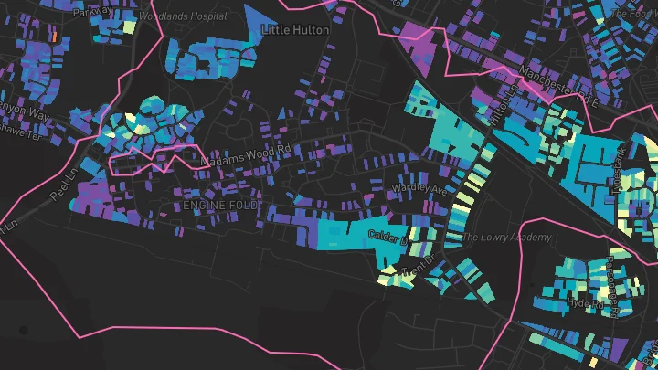 House price heatmap showing property values across Worsley
