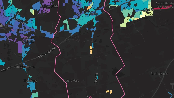 House price heatmap showing property values across Astley