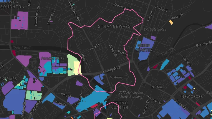 House price heatmap showing property values across Manchester