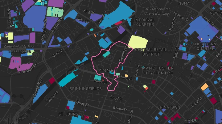 House price heatmap showing property values across Manchester