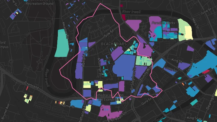 House price heatmap showing property values across Salford
