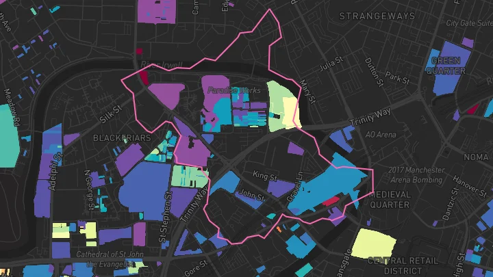 House price heatmap showing property values across Salford