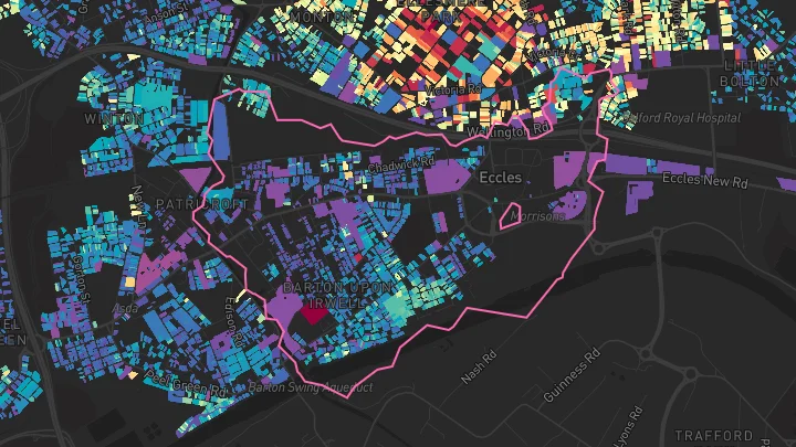 House price heatmap showing property values across Eccles