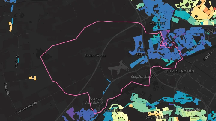 House price heatmap showing property values across Eccles