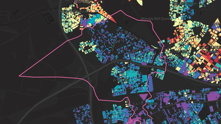 House price heatmap showing property values across Eccles