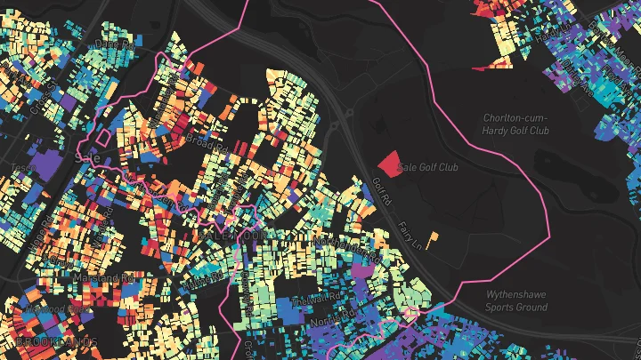 House price heatmap showing property values across Sale