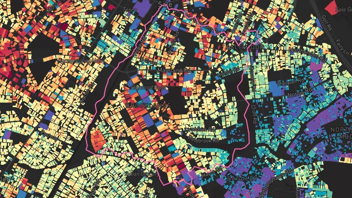 House price heatmap showing property values across Sale