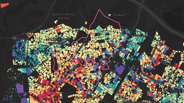House price heatmap showing property values across Sale