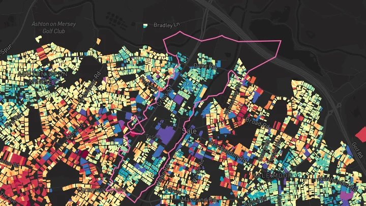 House price heatmap showing property values across Sale