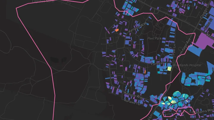 House price heatmap showing property values across Little Hulton