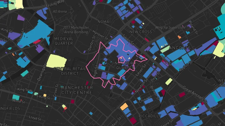 House price heatmap showing property values across Manchester