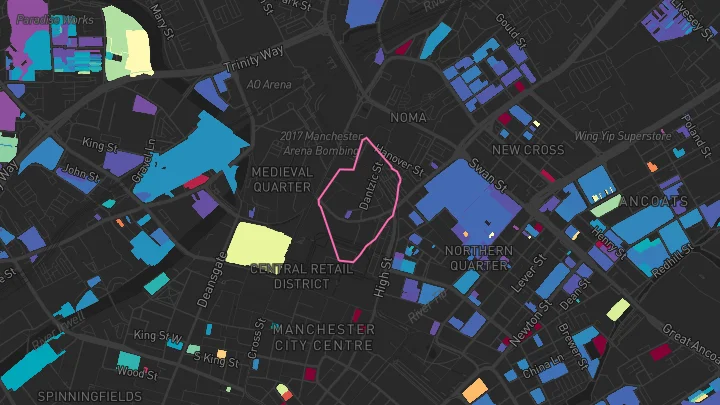 House price heatmap showing property values across Manchester
