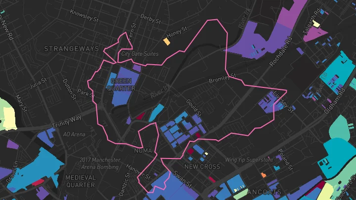 House price heatmap showing property values across Manchester