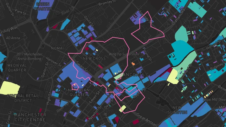House price heatmap showing property values across Manchester