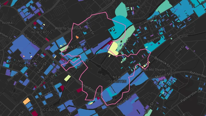 House price heatmap showing property values across Manchester