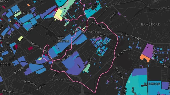 House price heatmap showing property values across Manchester