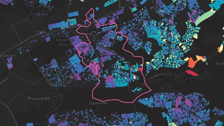 House price heatmap showing property values across Manchester