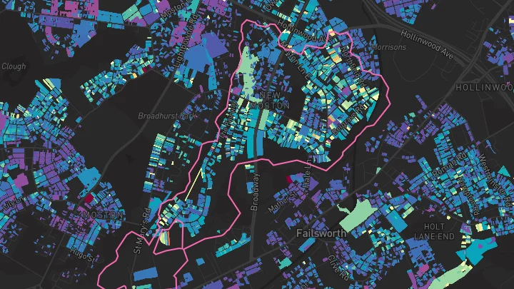 House price heatmap showing property values across Manchester