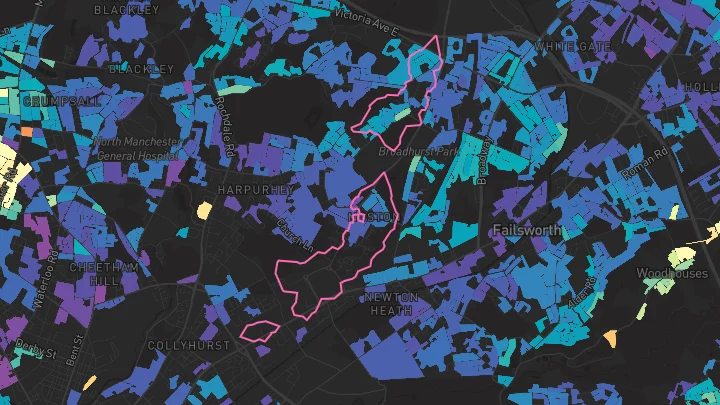 House price heatmap showing property values across Manchester