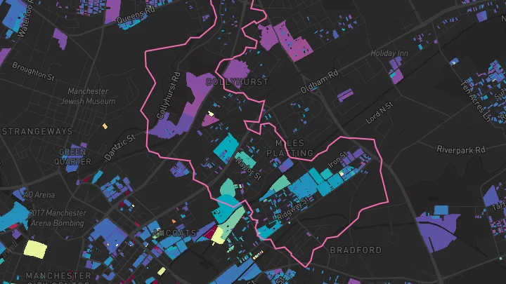 House price heatmap showing property values across Manchester