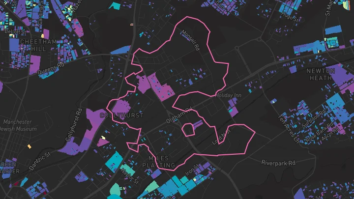 House price heatmap showing property values across Manchester