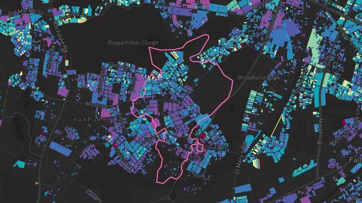 House price heatmap showing property values across Manchester