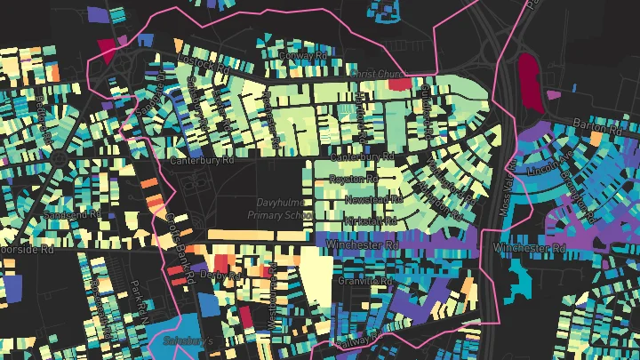 House price heatmap showing property values across Urmston
