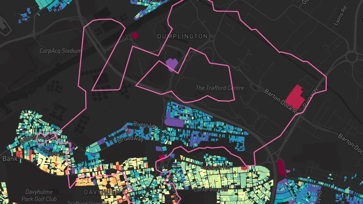 House price heatmap showing property values across Urmston