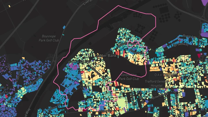 House price heatmap showing property values across Urmston