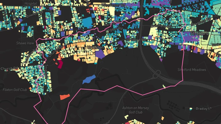 House price heatmap showing property values across Urmston