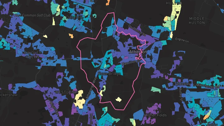 House price heatmap showing property values across Atherton