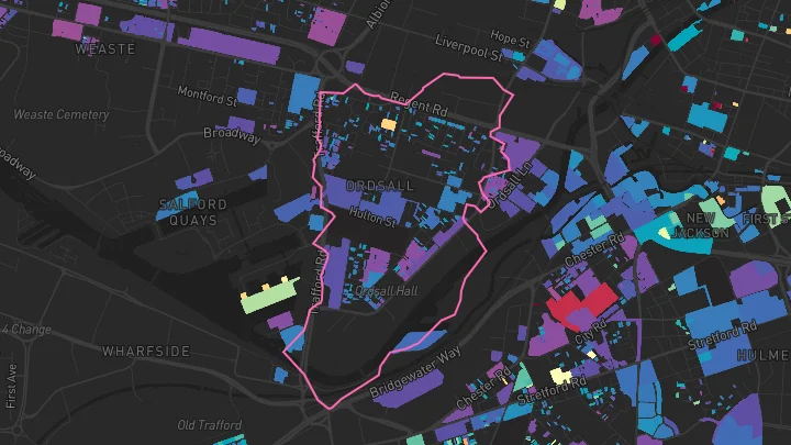 House price heatmap showing property values across Salford