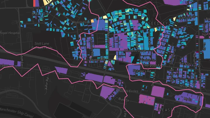 House price heatmap showing property values across Salford